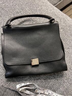 Celine Black Leather Top-Handle Satchel with Gold Hardware